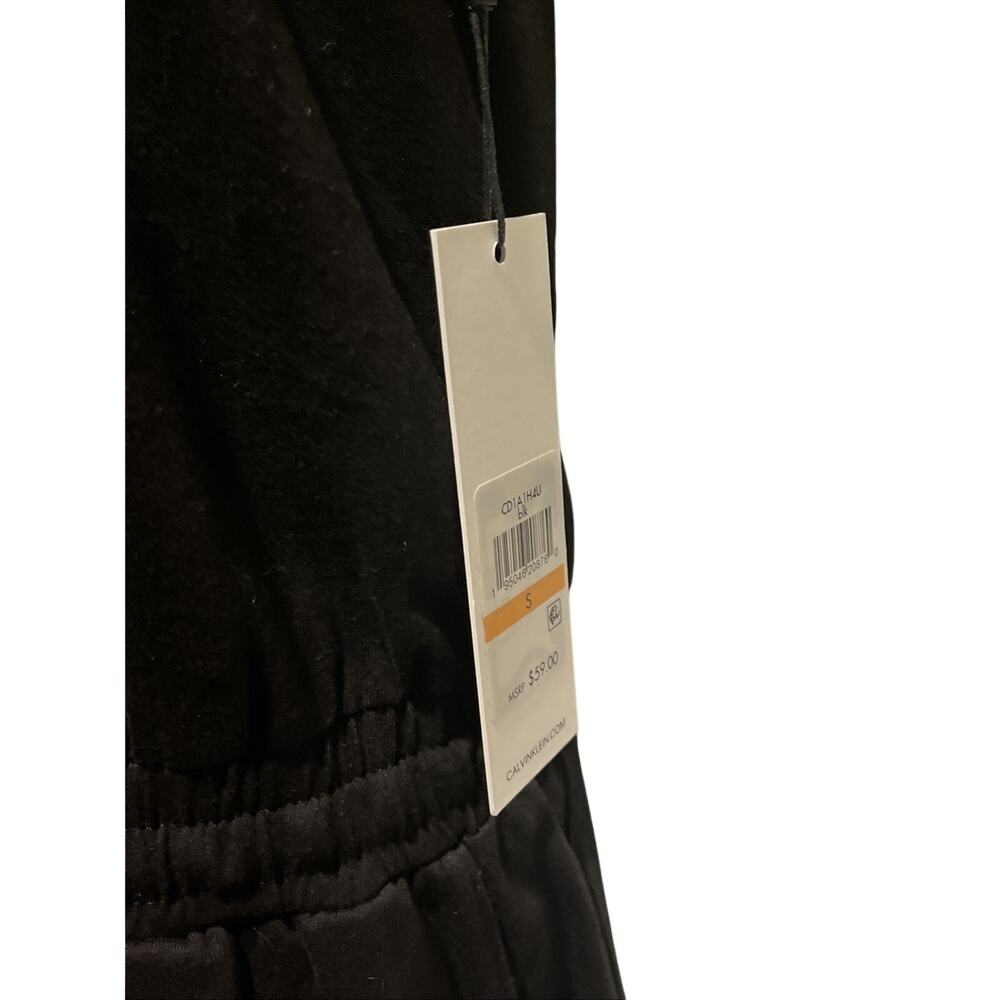 Calvin Klein Sleeveless Romper Black Gold Logo Spellout V‑Neck • Women’s S • NWT - Picture 5 of 9